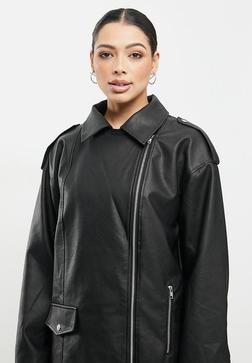 Missguided - Zip sleeve over sized biker - black