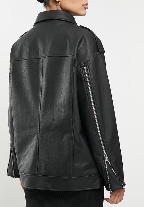 Missguided - Zip sleeve over sized biker - black