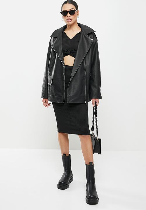 Missguided - Zip sleeve over sized biker - black