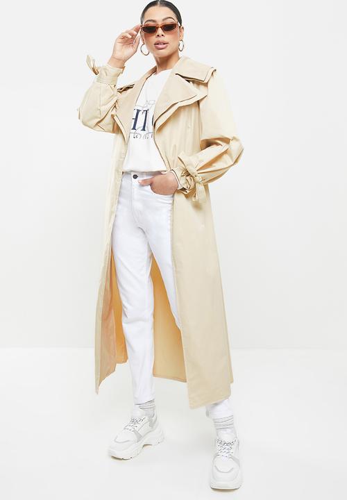 Missguided - Tonal contrast trench - cream