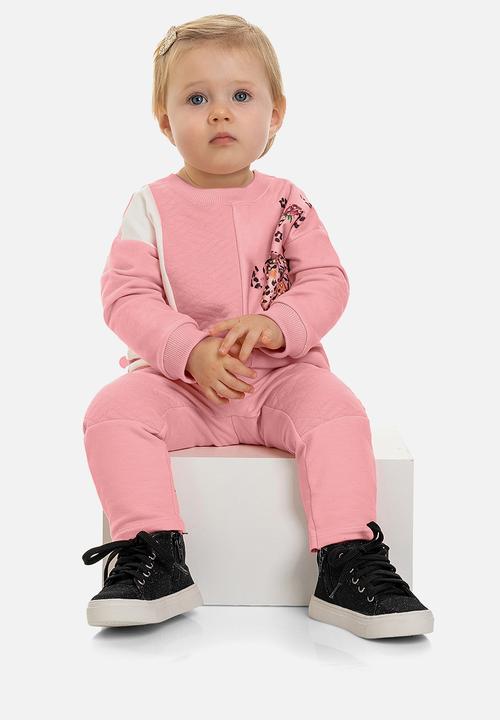 Quimby - Baby girls elastane sweatshirt & pants set - pink