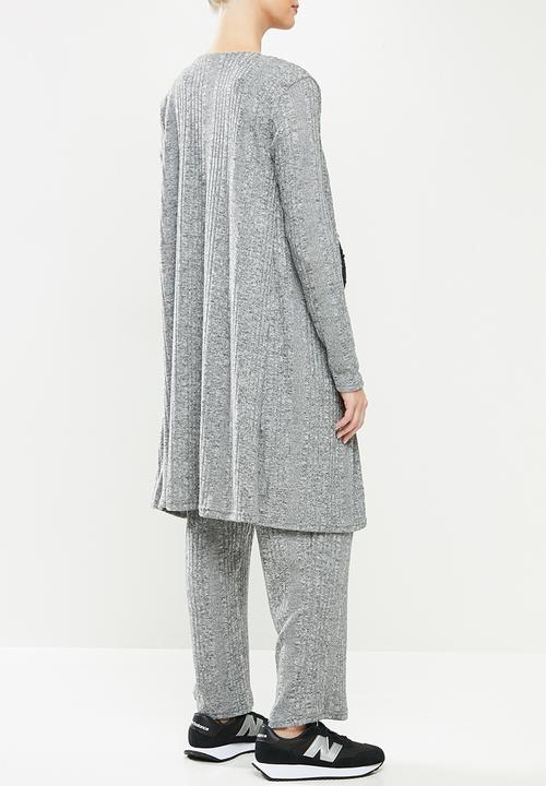 Superbalist - Ribbed open midi cardi - light grey 