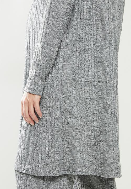 Superbalist - Ribbed open midi cardi - light grey 