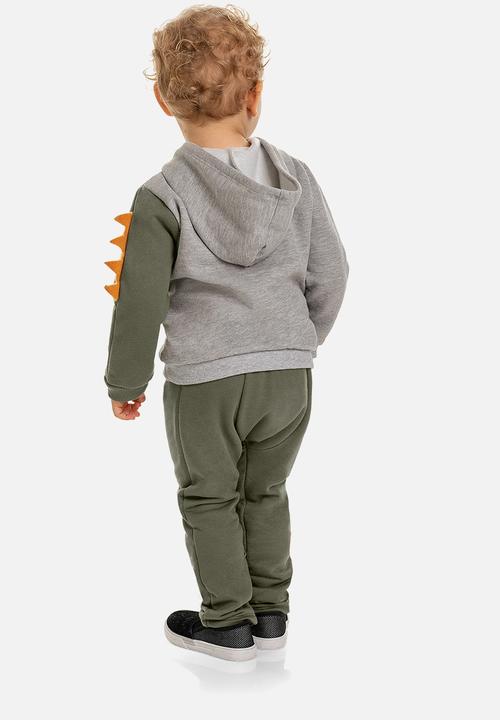 Quimby - Baby boys hoodie & jogger set - grey & olive