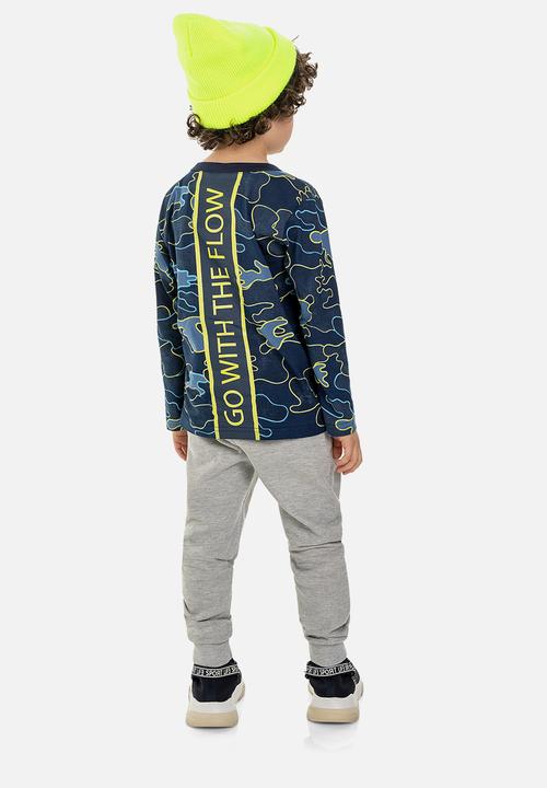 Quimby - Boys multi print tee - dark blue
