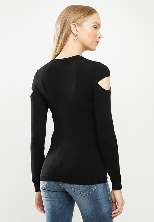 GUESS - Long sleeve holly baroque logo sweater - black