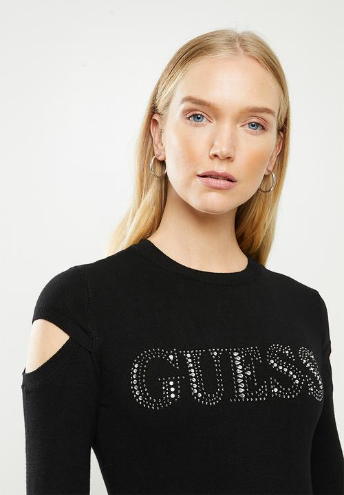 GUESS - Long sleeve holly baroque logo sweater - black