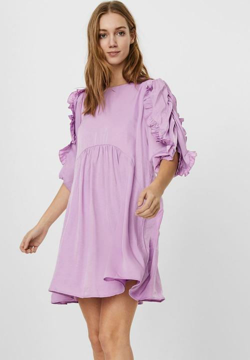 Vero Moda - Novella 2/4 ruffle short dress - violet tulle