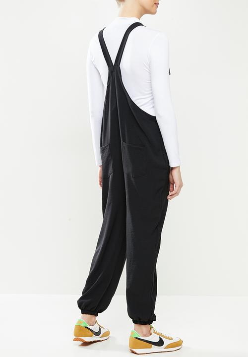 Superbalist - Woven tie strap dungaree - black