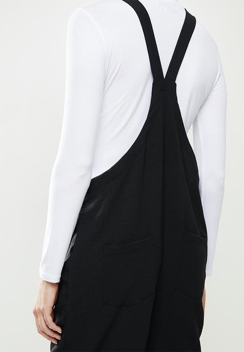 Superbalist - Woven tie strap dungaree - black