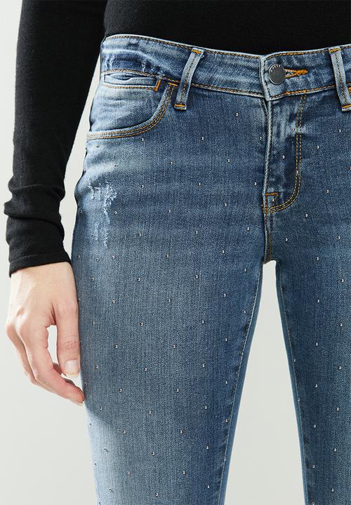 GUESS - Bling stud low rise skinny - mid blue 