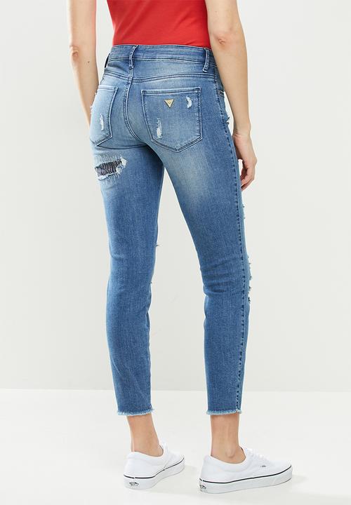 GUESS - Rip and repair sexy curve - mid blue 