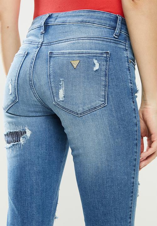 GUESS - Rip and repair sexy curve - mid blue 