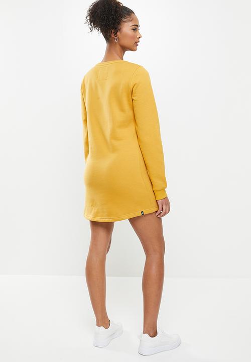 Aca Joe - Basic crew terry dress - mustard