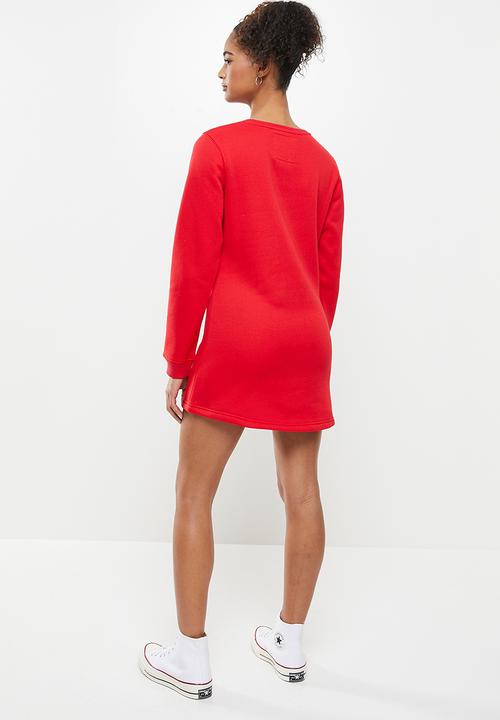 Aca Joe - Basic crew terry dress - red