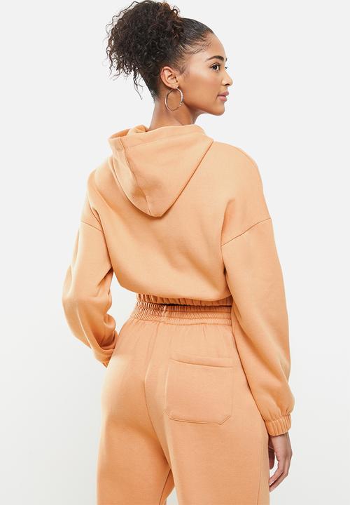 Blake - Cropped hoodie with elastic-peach