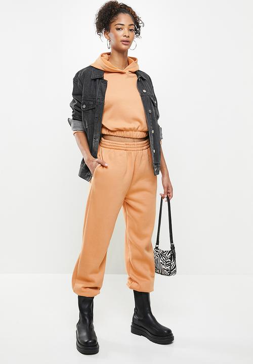 Blake - Cropped hoodie with elastic-peach