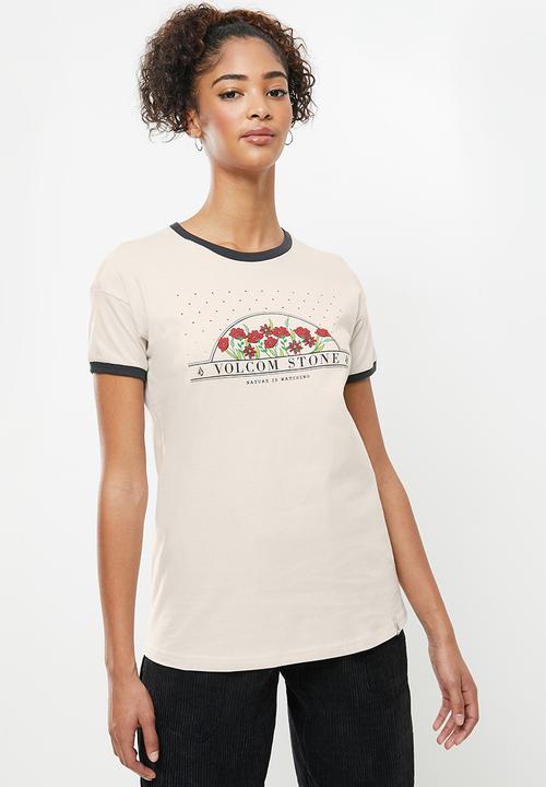 Volcom - Truly ringer tee - cream & black 