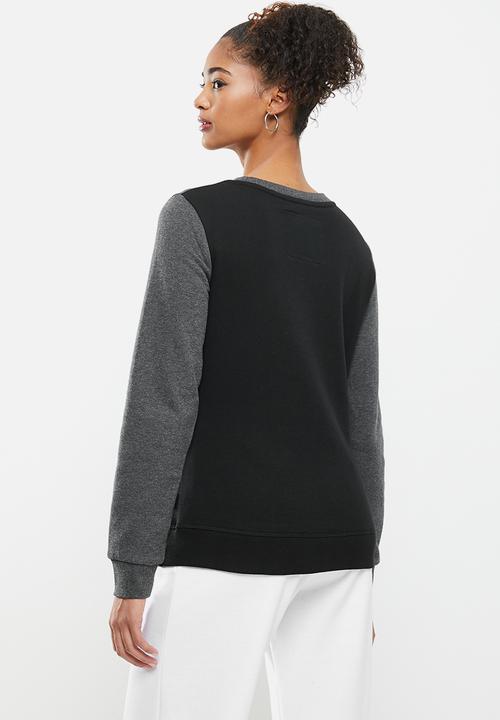 Aca Joe - Fleece pullover crew - grey & black