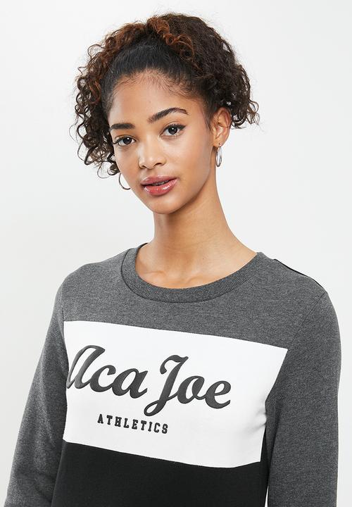 Aca Joe - Fleece pullover crew - grey & black