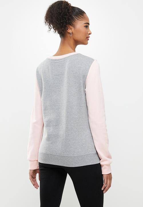 Aca Joe - Fleece pullover crew - pink & grey