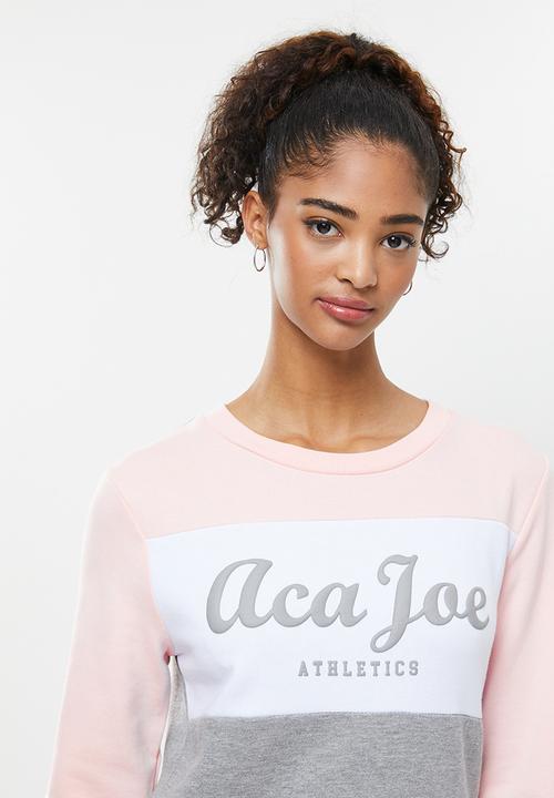 Aca Joe - Fleece pullover crew - pink & grey