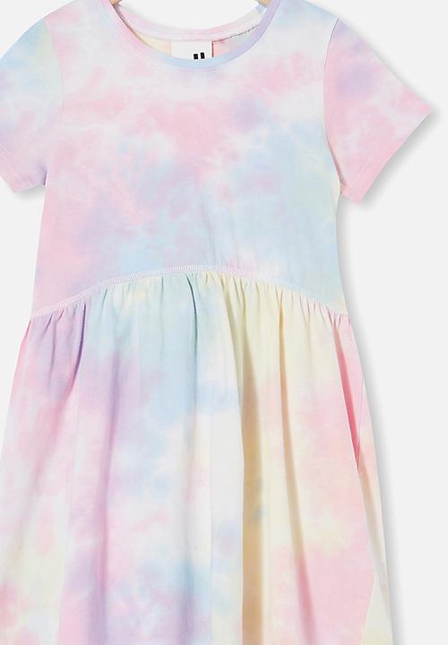 Cotton On - Freya short sleeve dress / rainbow tie dye