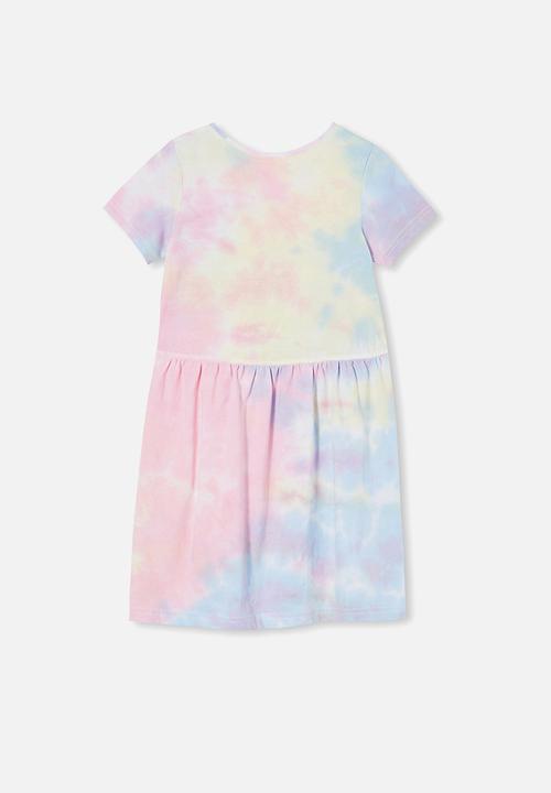 Cotton On - Freya short sleeve dress / rainbow tie dye