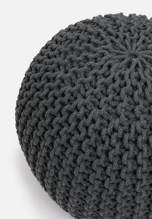 Sixth Floor - Kuku woven pouf - shadow