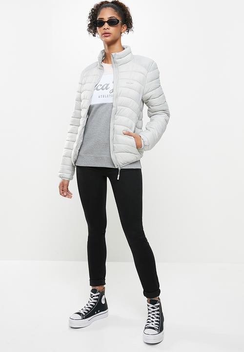Aca Joe - Zip thru puffer jacket - light grey