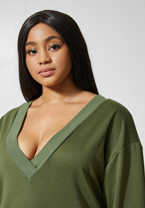 Superbalist - Long sleeve fleece easy fit jumpsuit - khaki