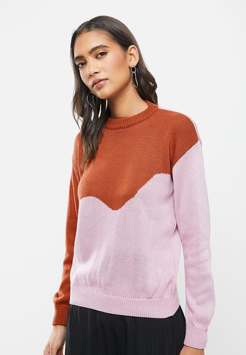 Me&B - Colourblock jumper -  rust & pink