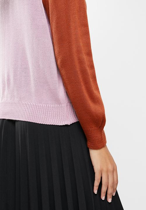Me&B - Colourblock jumper -  rust & pink