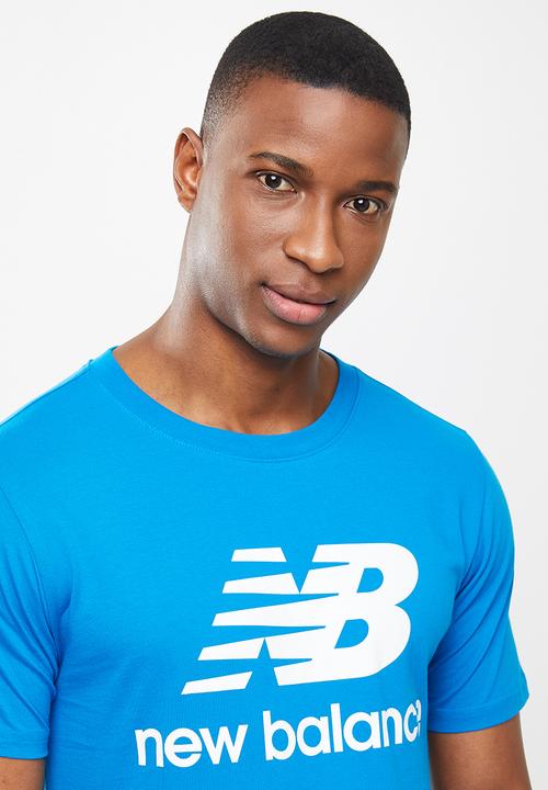 New Balance  - New Balance essentials stacked logo tee - blue