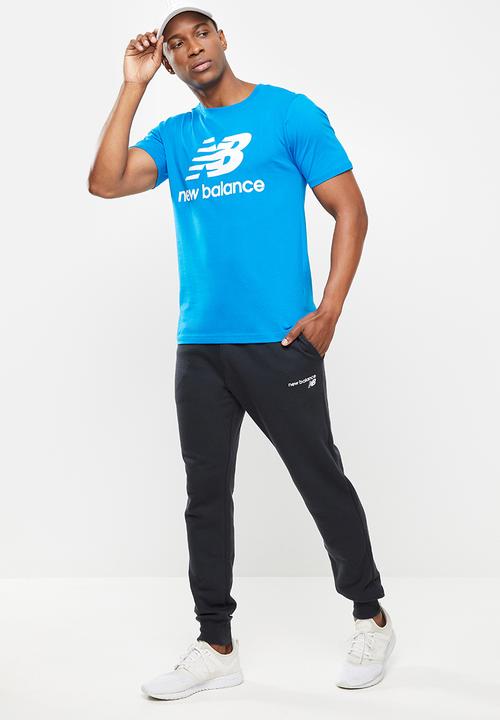 New Balance  - New Balance essentials stacked logo tee - blue