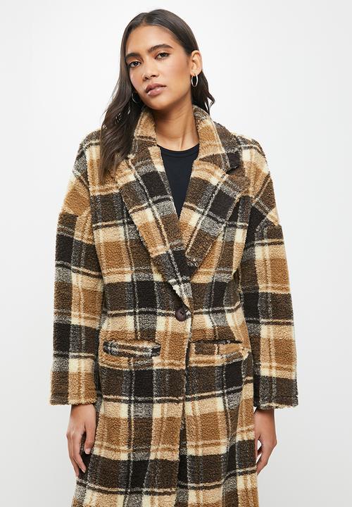 Me&B - The teddy coat in check - brown