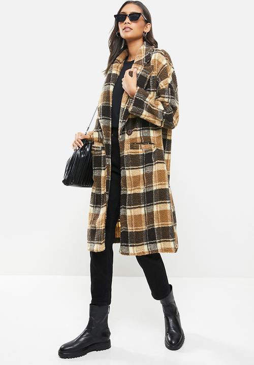 Me&B - The teddy coat in check - brown