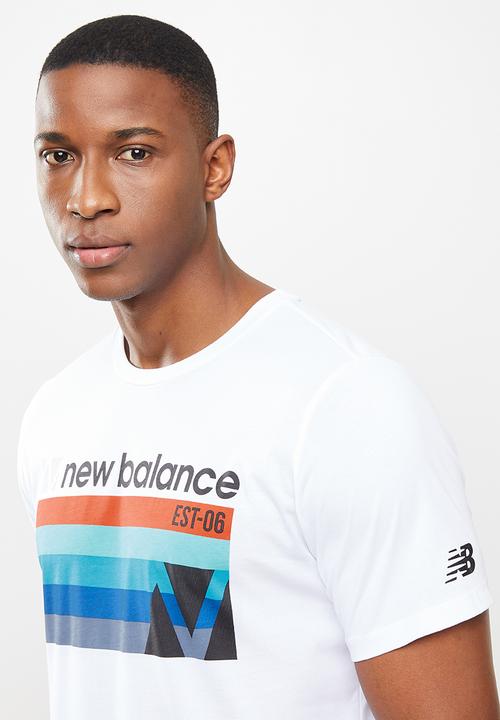 New Balance  - Tenacity heather tech short sleeve print - white 