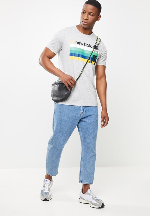 New Balance  - Tenacity heather tech short sleeve print - grey 