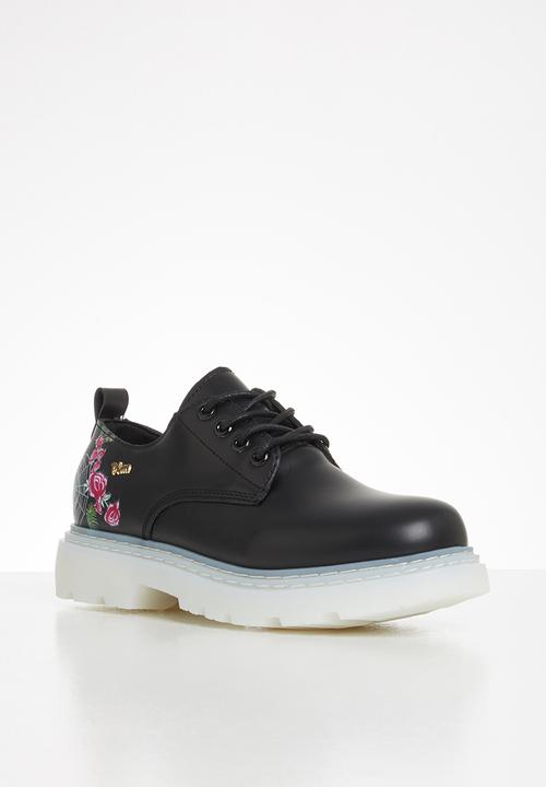 Plum - Orrico lug sole lace up shoe - black