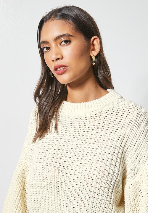 Superbalist - Cotton blend balloon sleeve pullover - ecru