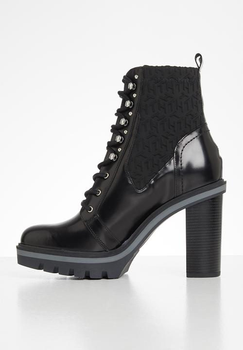 Tommy Hilfiger - Material mix th high heel boot - black