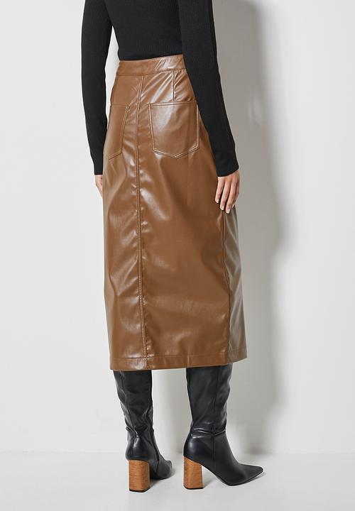 Superbalist - Pu pencil skirt - tan
