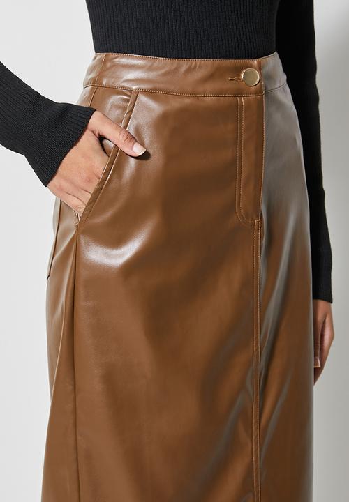 Superbalist - Pu pencil skirt - tan