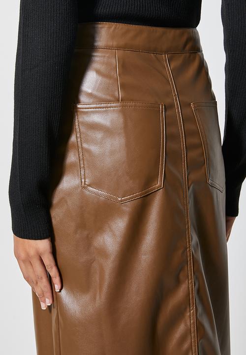 Superbalist - Pu pencil skirt - tan