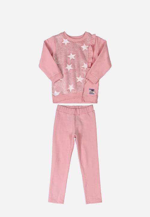 UP Baby - Girls sweatshirt & leggings set - pink