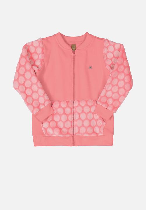 UP Baby - Girls polka dot sweat top & sweatpants set - pink