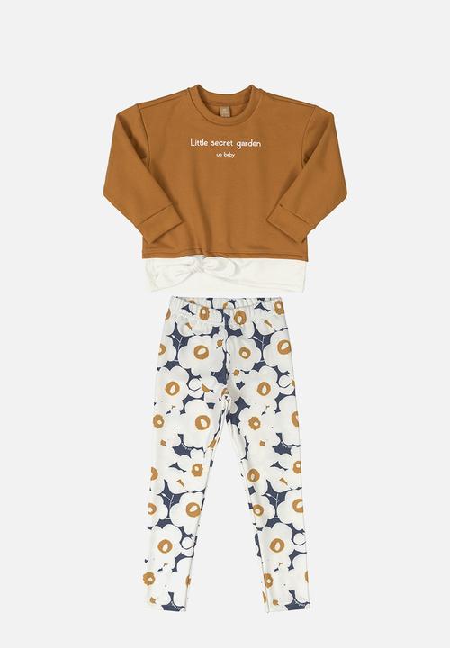 UP Baby - Girls sweat top & legging set - brown
