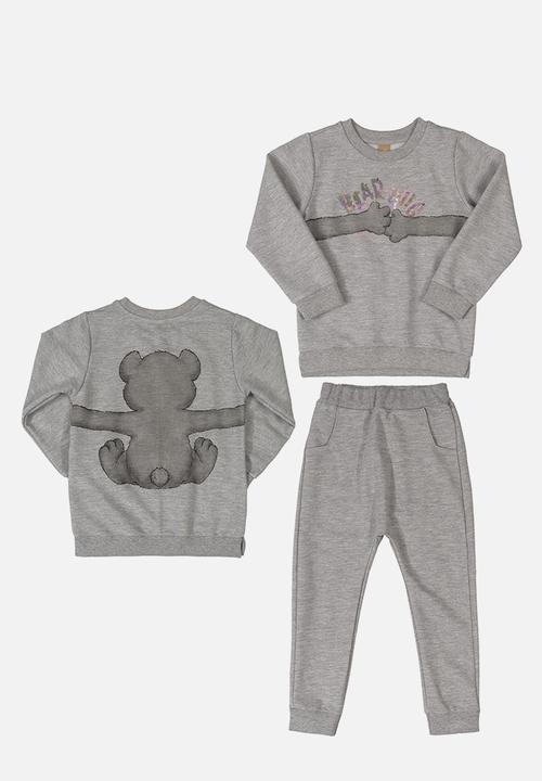 UP Baby - Girls sweat top & sweatpants set - grey