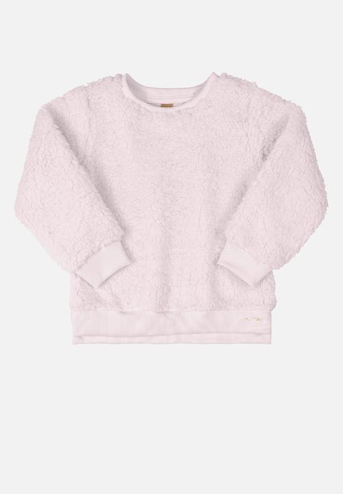 UP Baby - Girls faux fur sweatshirt & pants set - light pink